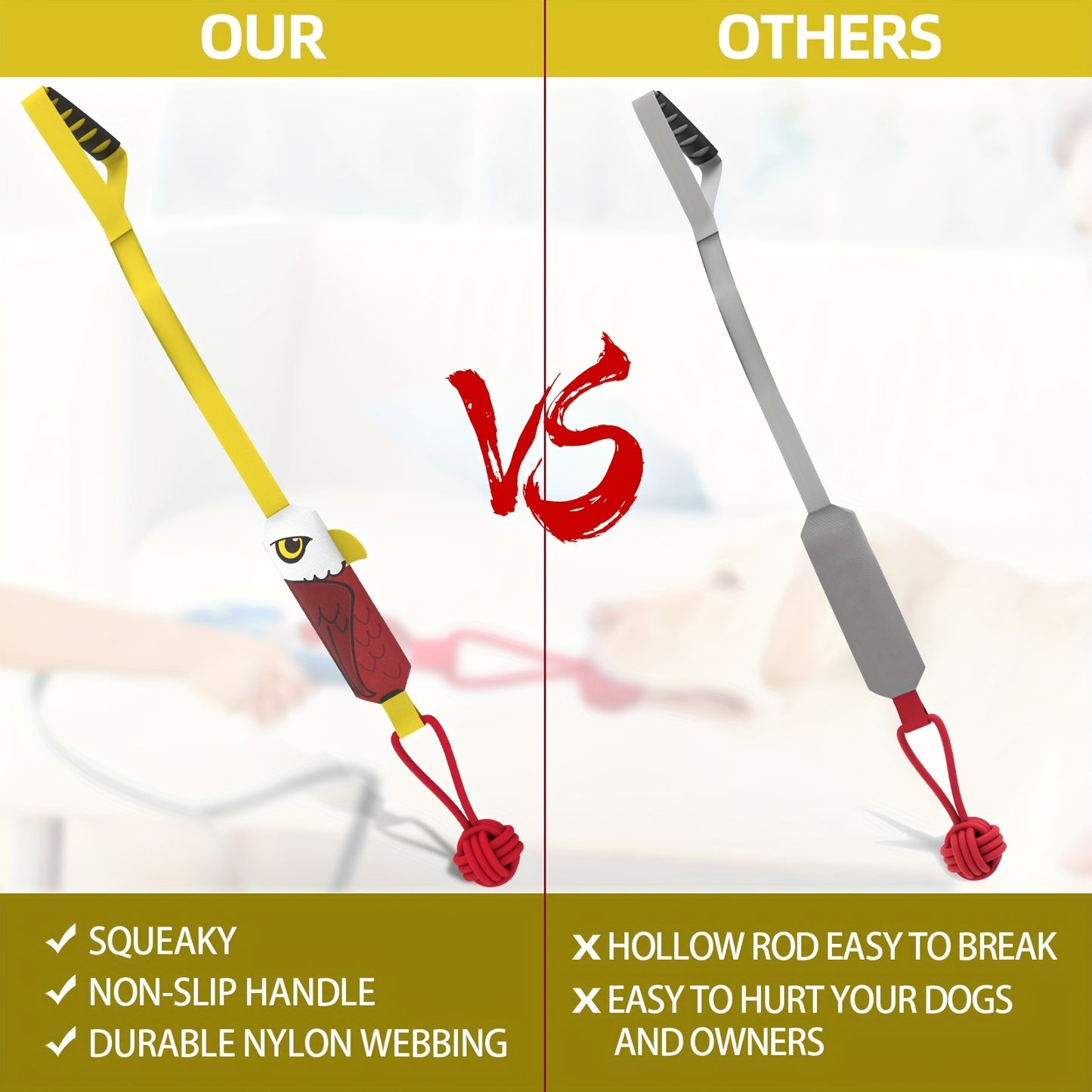 Squeaky Eagle Tug Toy – Durable Rope Pull Toy for Medium & Large Dogs