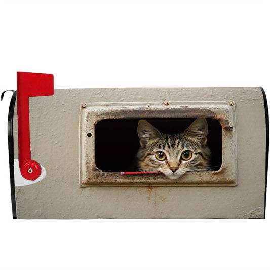 Cat-Themed Magnetic Mailbox Cover – Vibrant Polyester Design, 21x18", All-Season Outdoor Decor