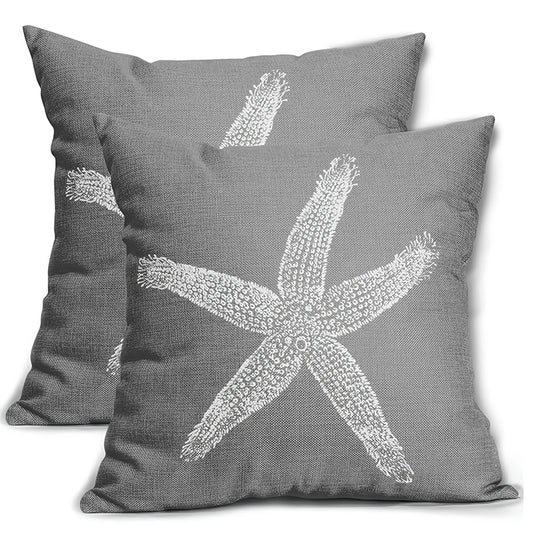 Gray Starfish Pillow Cover