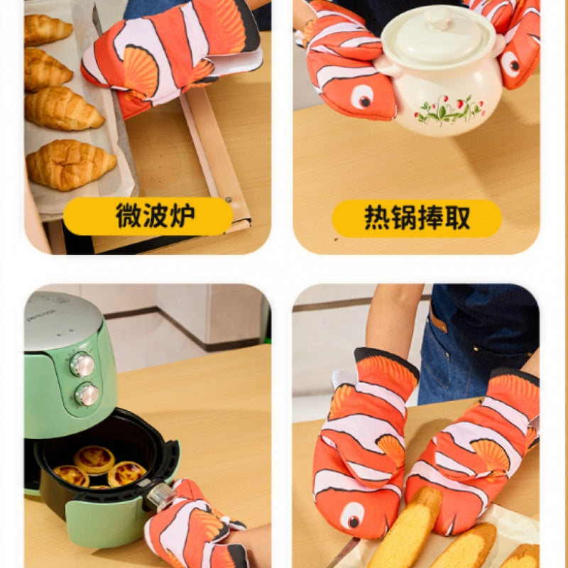 Clown Fish Oven Mitt – Heat-Resistant 500°F, Fish-Shaped Design, 6.5x11.6"