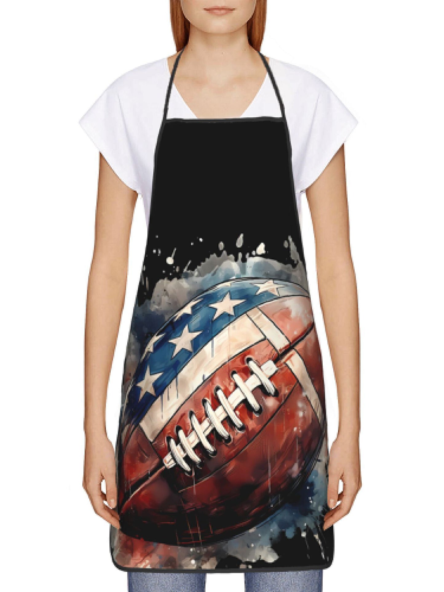 American Flag Football Watercolor Apron – Adjustable (20.4" x 28.3")