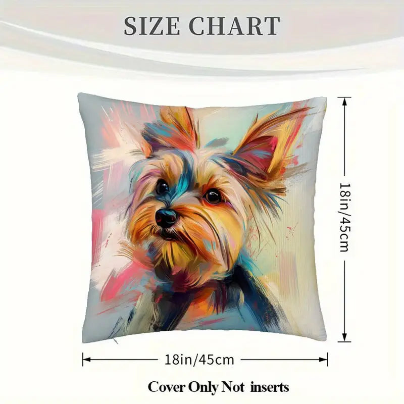 Extra Large Yorkie Pillow Cover with Zipper Closure