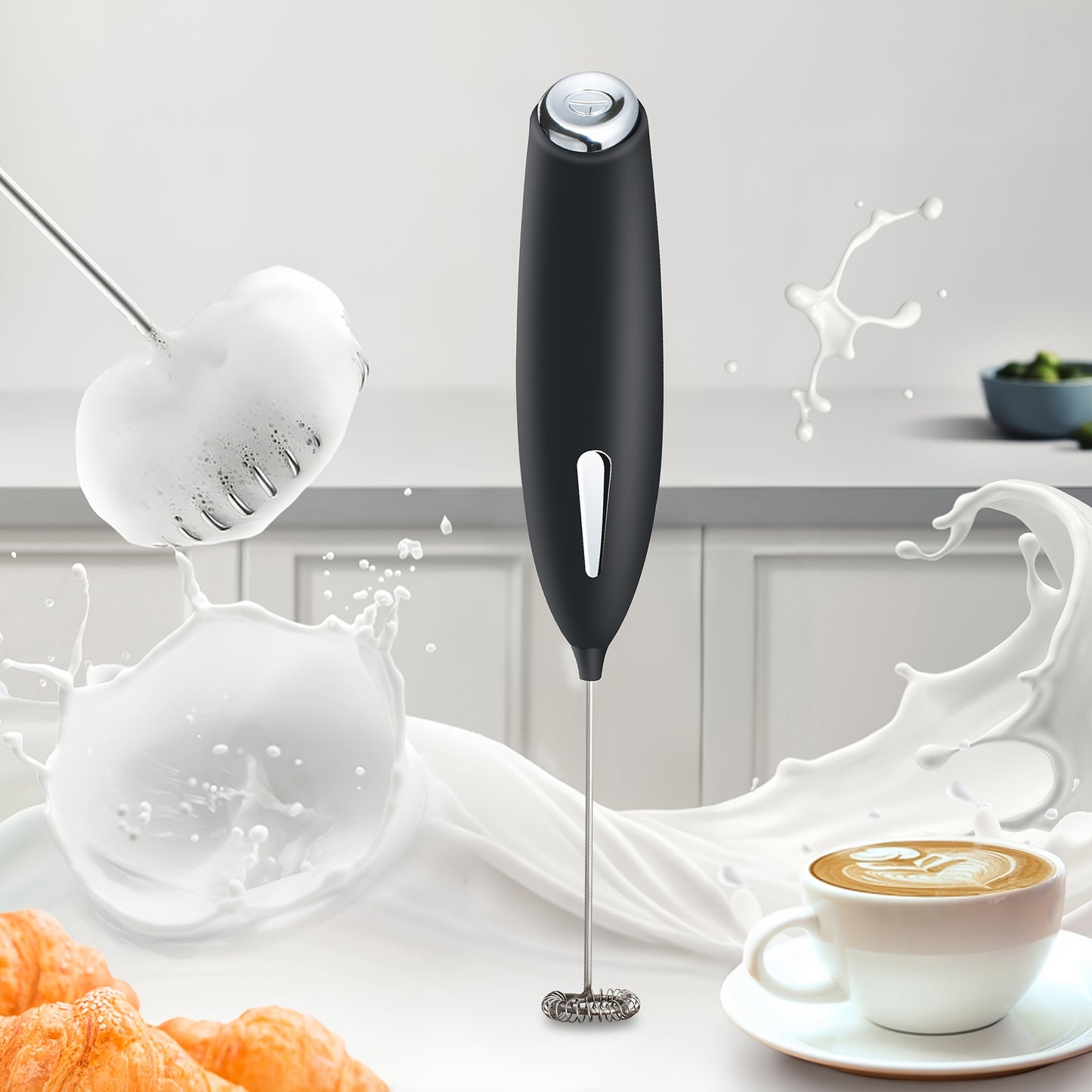 Electric Milk Frother – Portable Stainless Steel Beverage Mixer & Mini Whisk