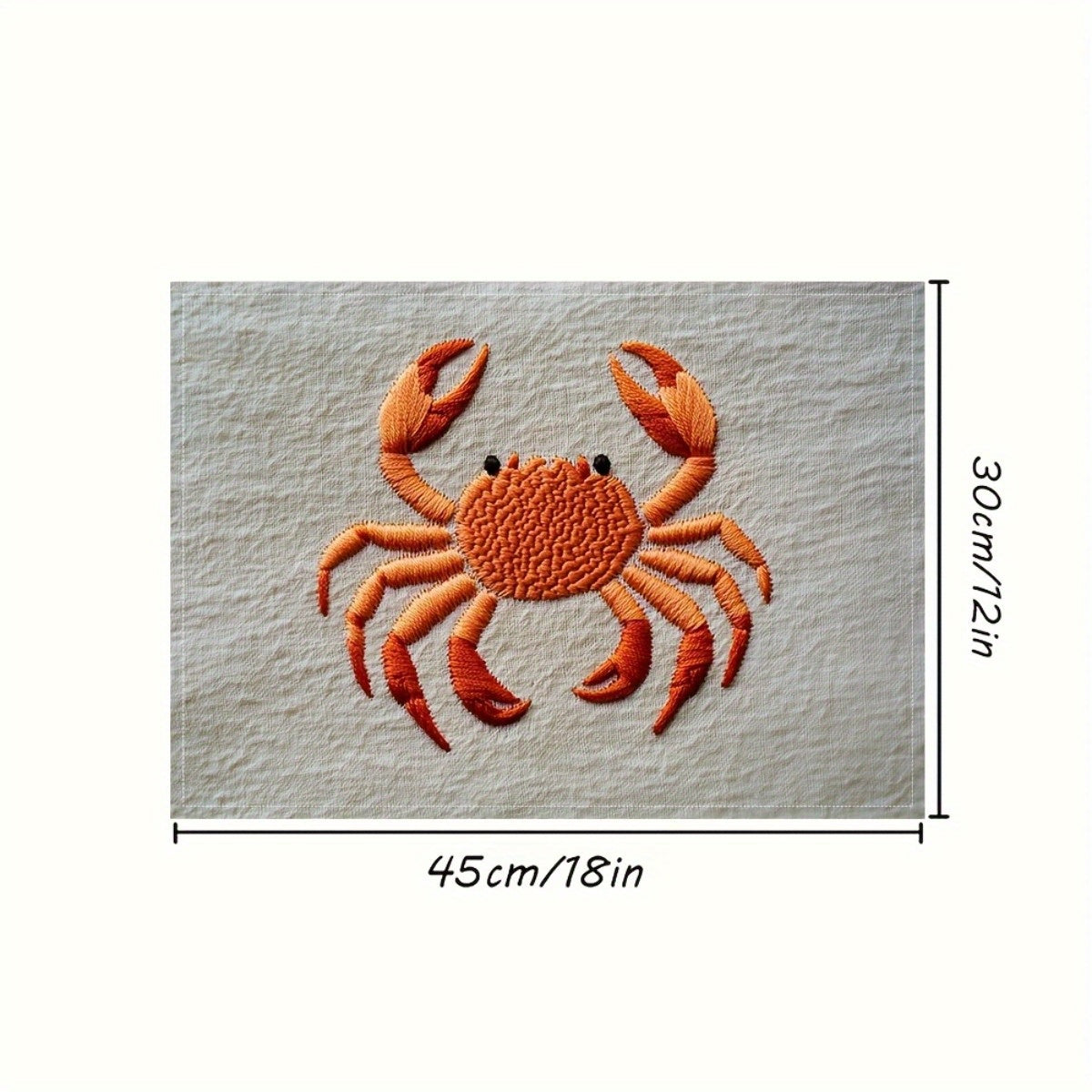 Crab Placemats – Set of 4 Coastal Table Mats, 12"x18"