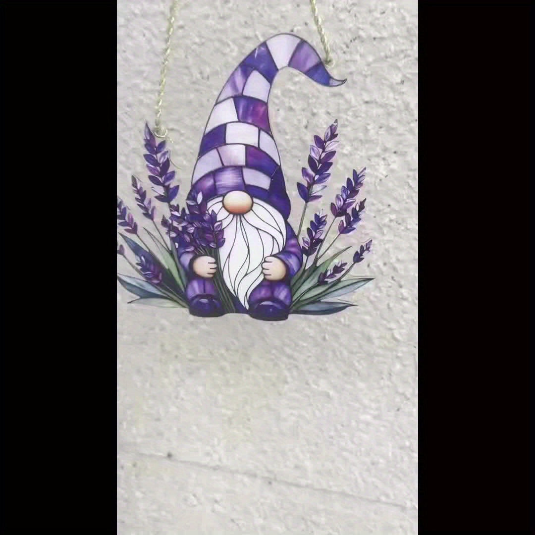Lavender Gnome Acrylic Suncatcher – Window Hanging, 6"