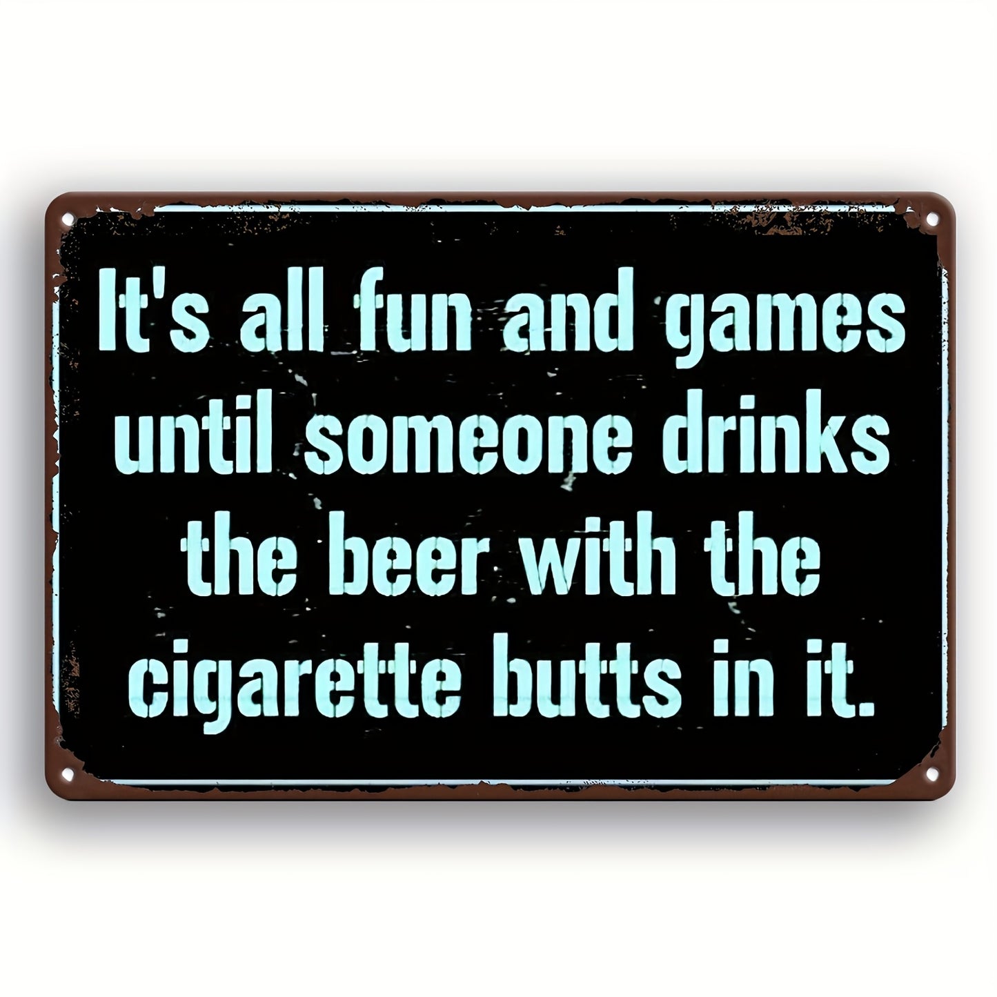 Classic vintage-style beer and cigarette butts metal sign for a humorous wall décor – 7.9x11.8".