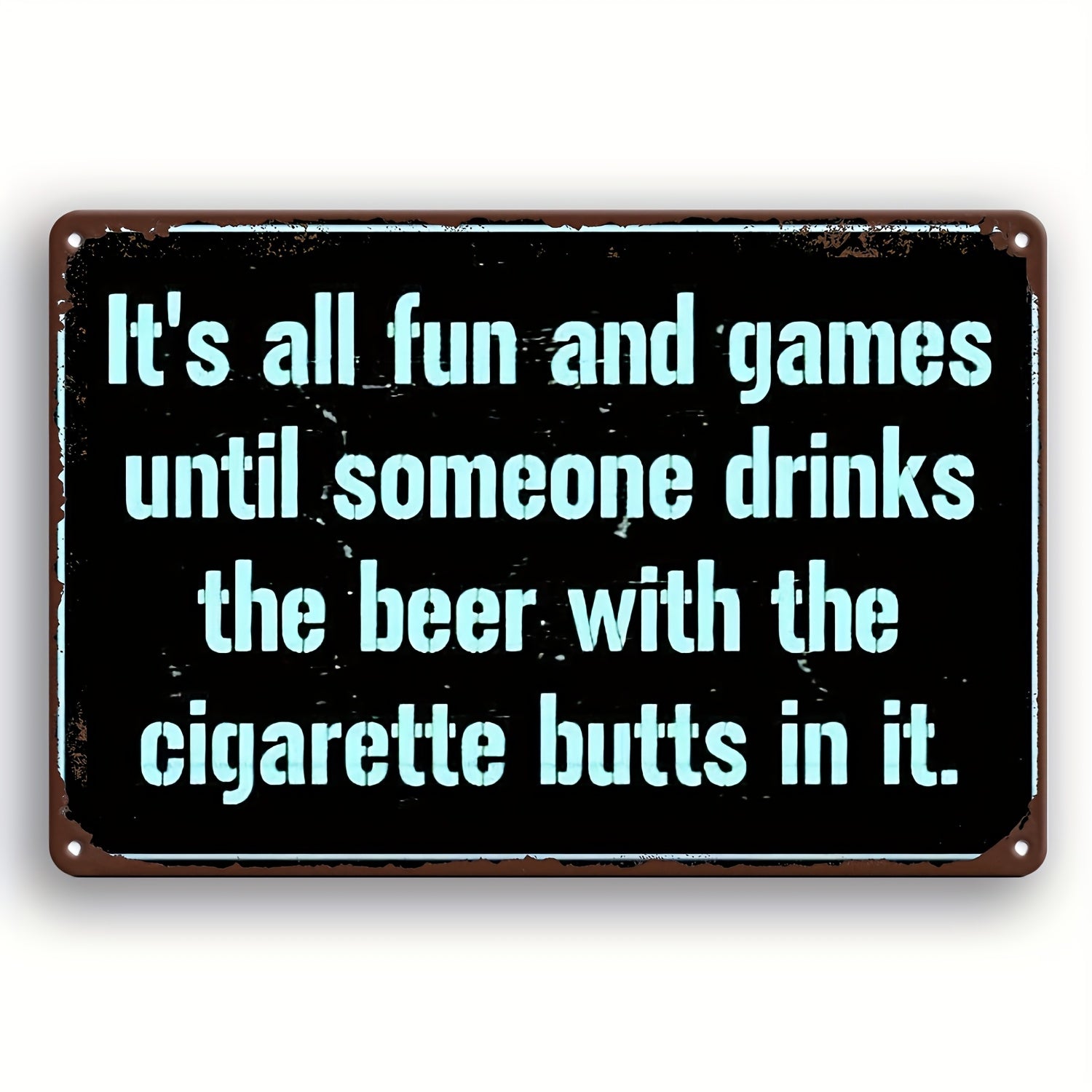 Classic vintage-style beer and cigarette butts metal sign for a humorous wall décor – 7.9x11.8".