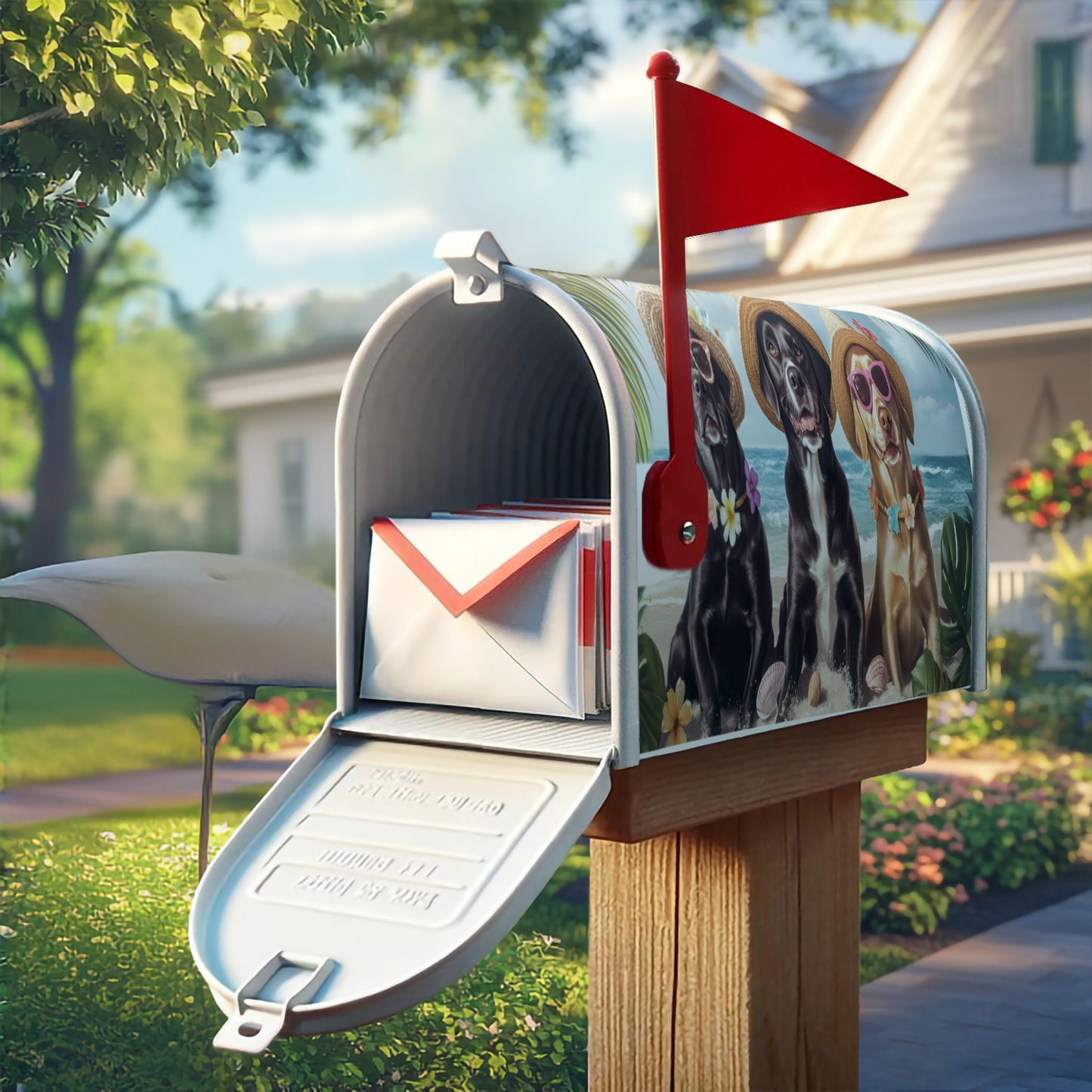 Beach Dogs Mailbox Cover – Magnetic, 18" x 21"