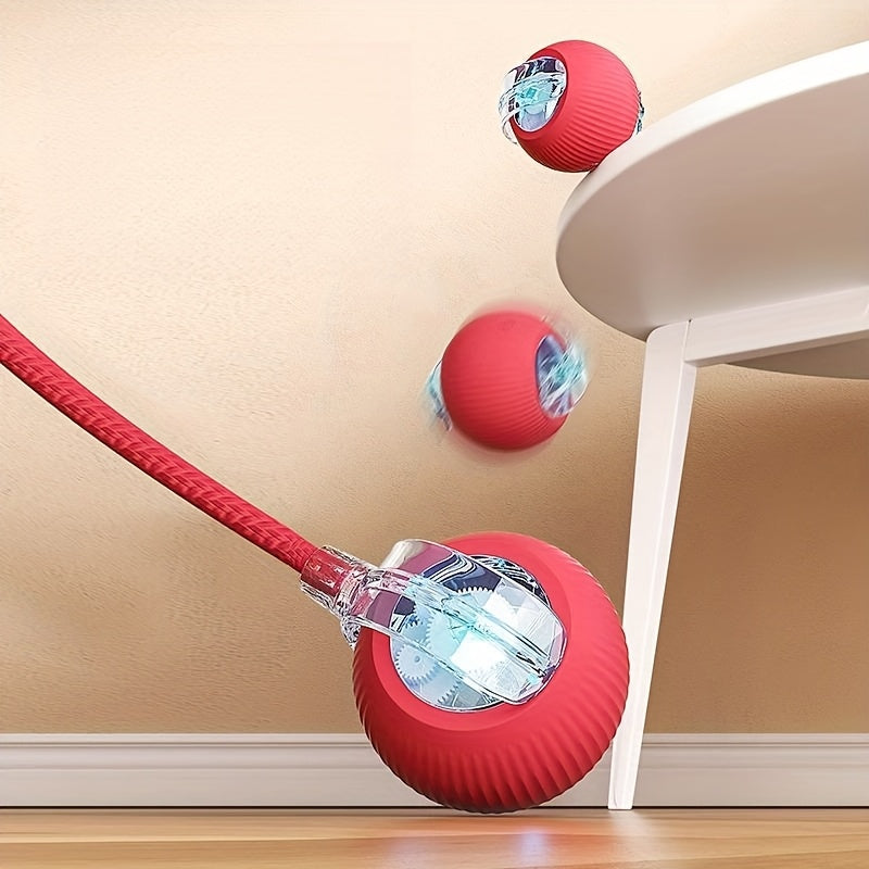 Interactive Rolling Cat Toy Ball with Tail Rope – USB Rechargeable