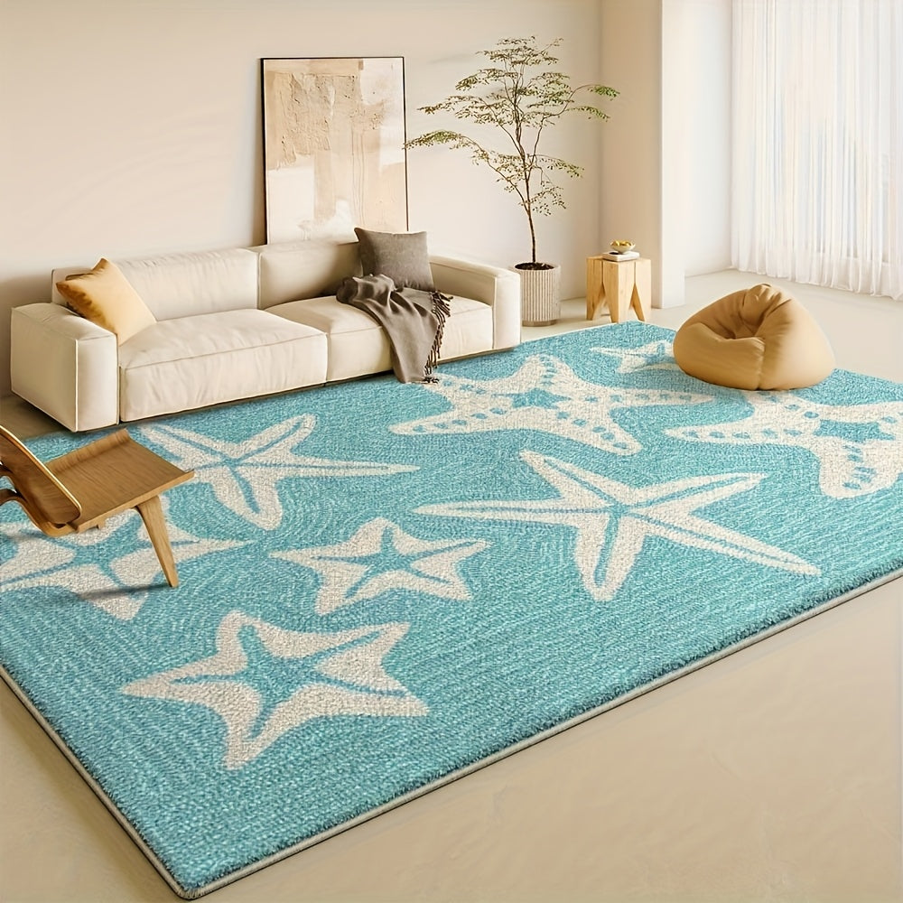 Turquoise Starfish Coastal Area Rug – 5x7'