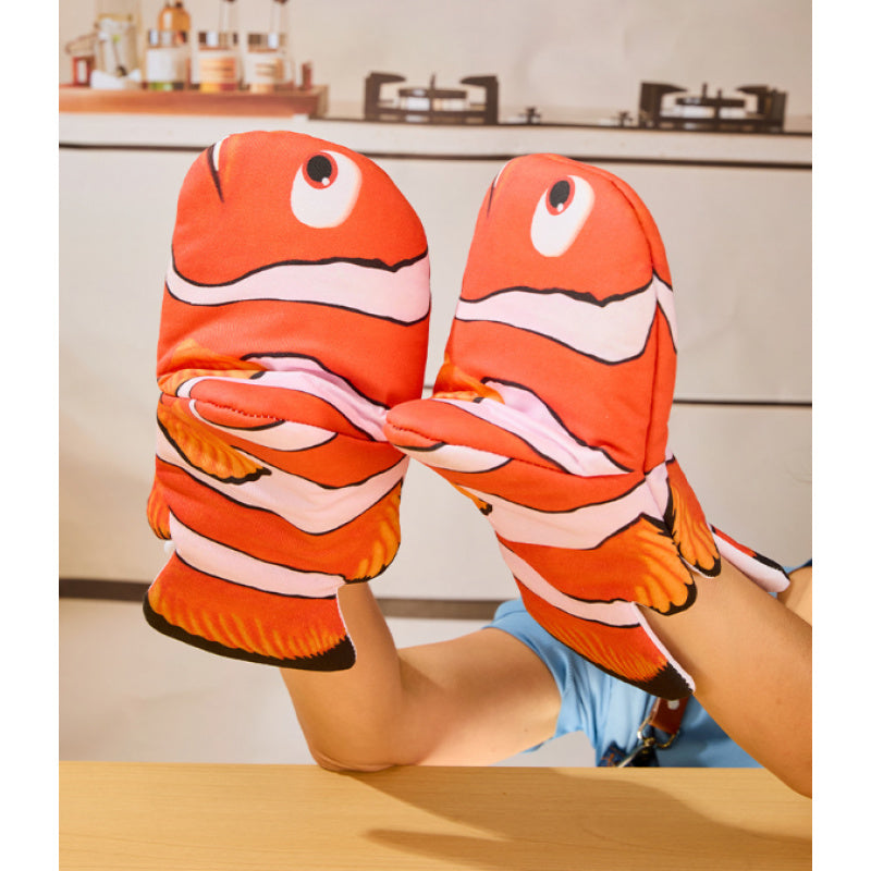Clown Fish Oven Mitt – Heat-Resistant 500°F, Fish-Shaped Design, 6.5x11.6"