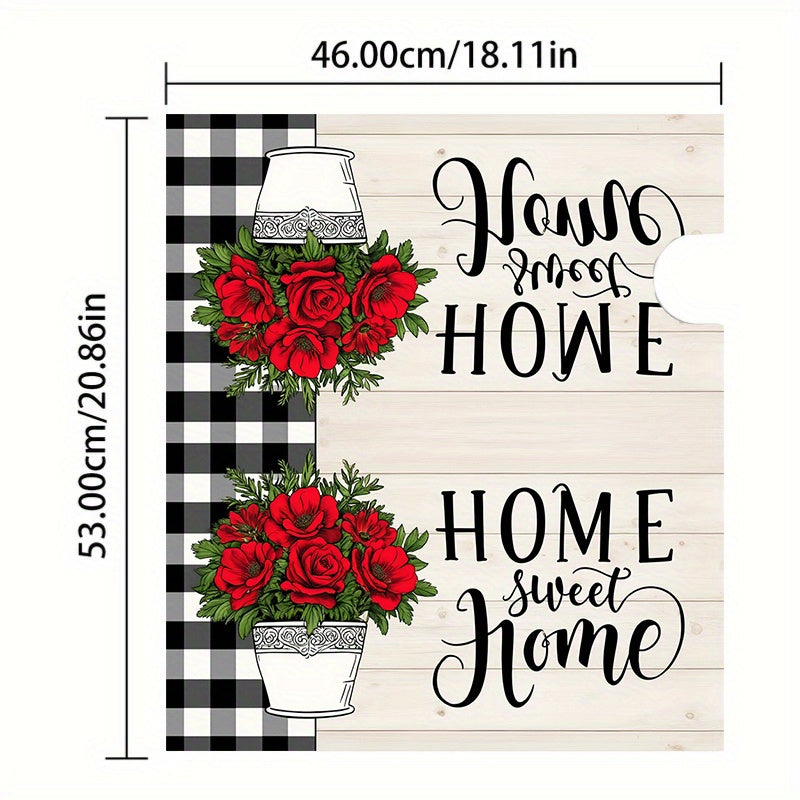 Red Rose “Home Sweet Home” Mailbox Cover – Adjustable Buckle, 18" x 21"