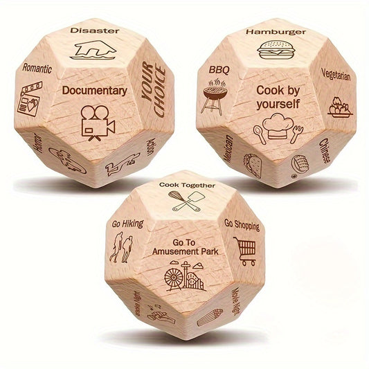 Couples Decision Dice Set – 3-Piece Fun Activity Game with 12 Options