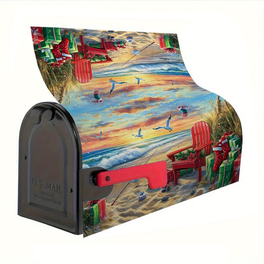 Radiant Seaside Sunset Waves Mailbox Cover - Magnetic, 21x18" - Coastal Pillows Plus