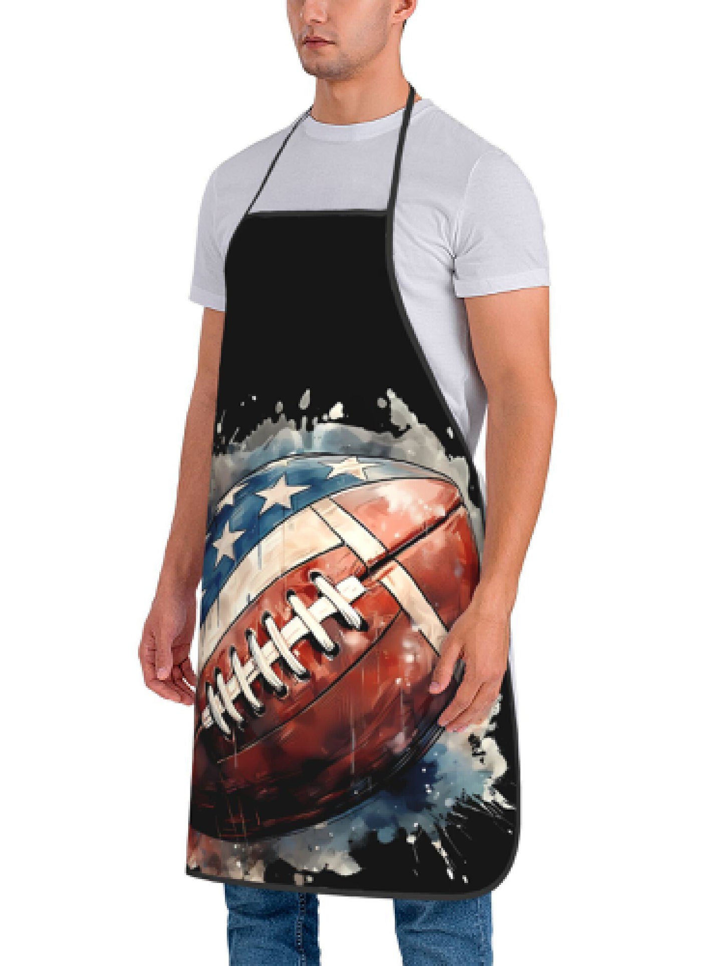 American Flag Football Watercolor Apron – Adjustable (20.4" x 28.3")