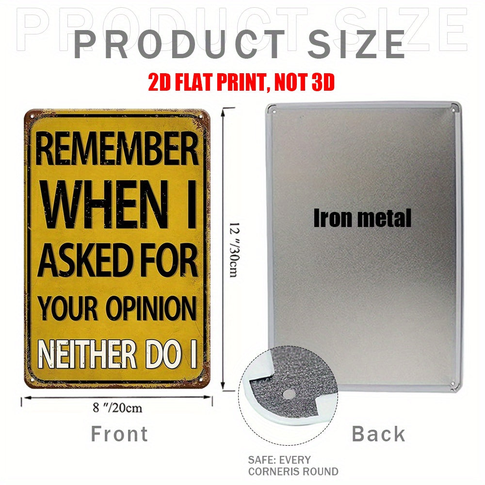 I Asked for Your Opinion Metal Wall Sign, 8x12