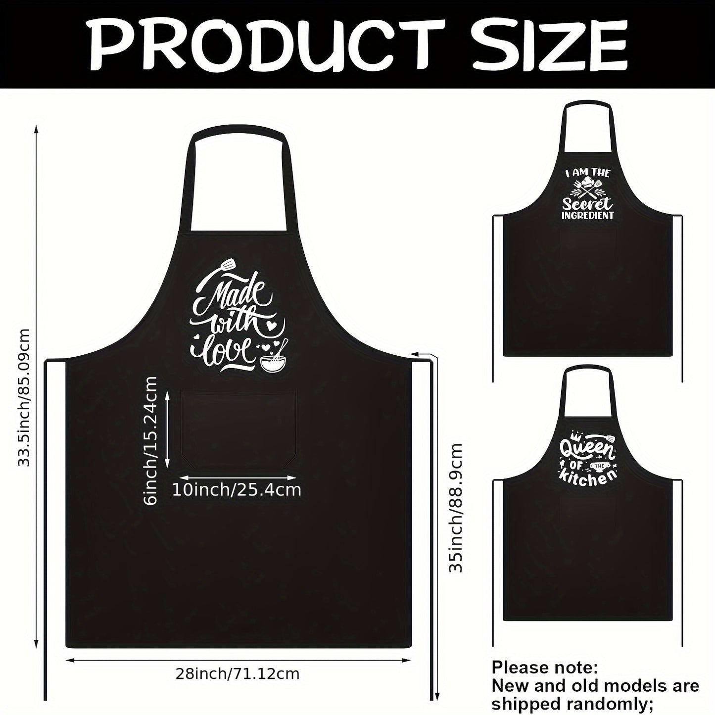 Funny Cooking Aprons for Women – Black Apron with Pockets, Plus Size,  (28"x33.5")