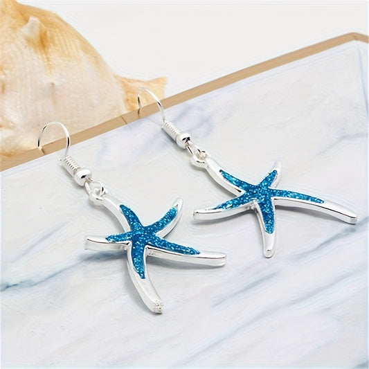 Blue Starfish Earrings – Elegant Ocean-Inspired Design