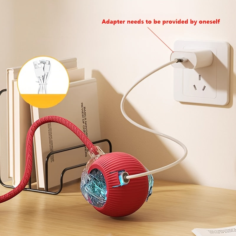 Interactive Rolling Cat Toy Ball with Tail Rope – USB Rechargeable