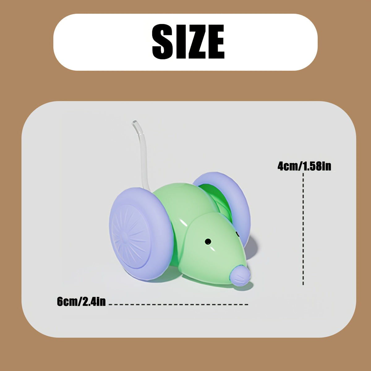 Interactive White Glowing Tail Mouse – USB Rechargeable Cat Toy, 1.58"x2.4"