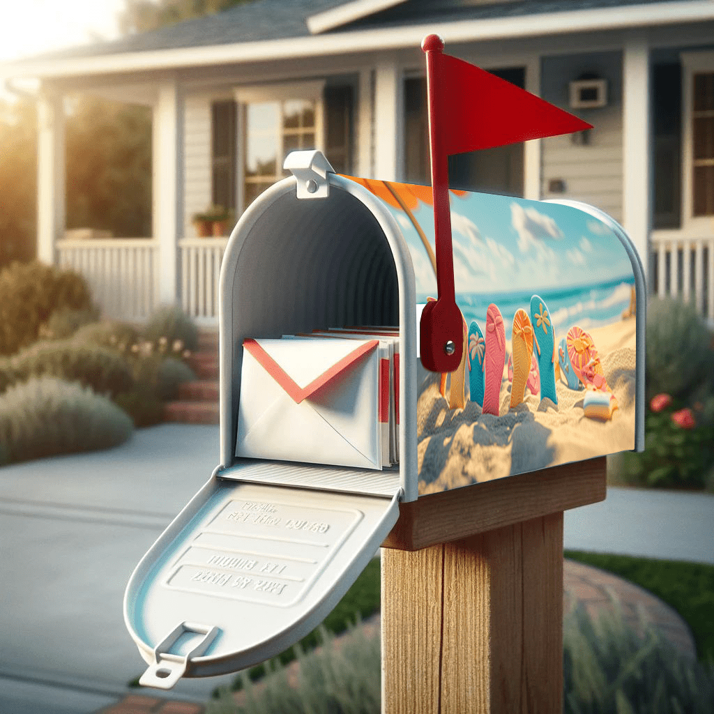 Flip-flops on the Beach Design — Magnetic Mailbox Cover, 21x18"