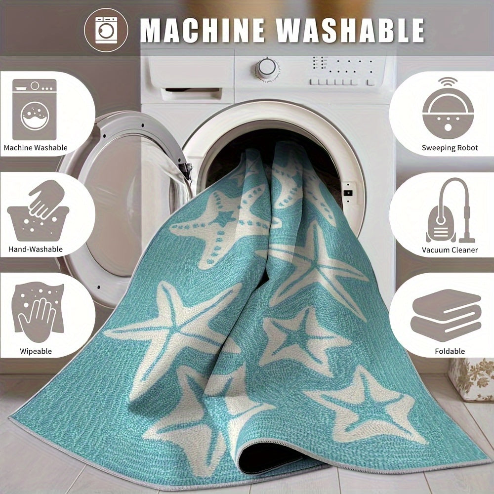 Turquoise Starfish Coastal Area Rug – 5x7'