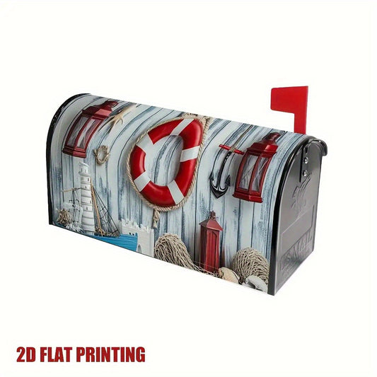 Lifesaver & Red Lantern Mailbox Cover - All-Weather Adjustable Buckle Strap, Standard Size - Coastal Pillows Plus