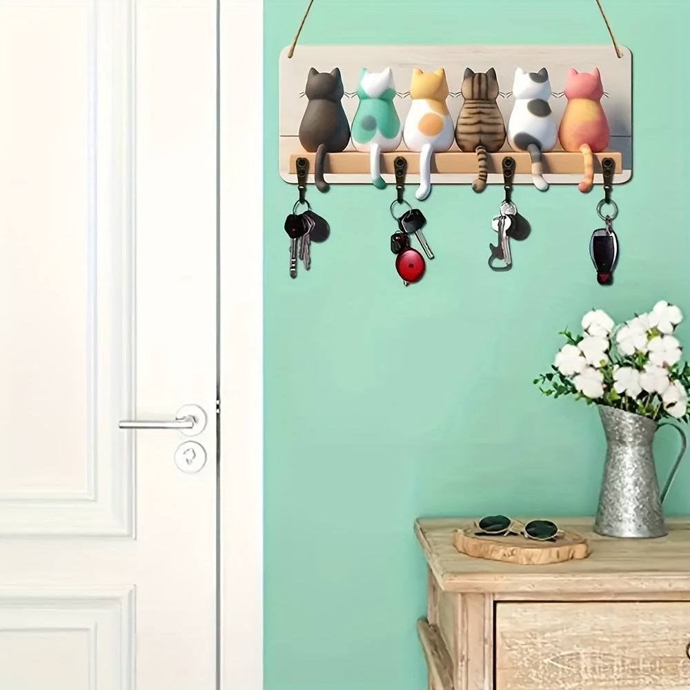 Modern Cat Wall-Mounted Key Hook – Minimalist Silhouette Design, 5.2x11.8