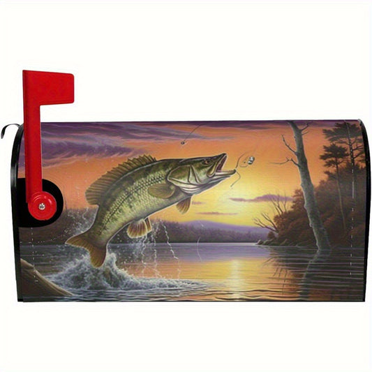 Sunset Bass Fishing Canvas Mailbox Cover – 18x21"