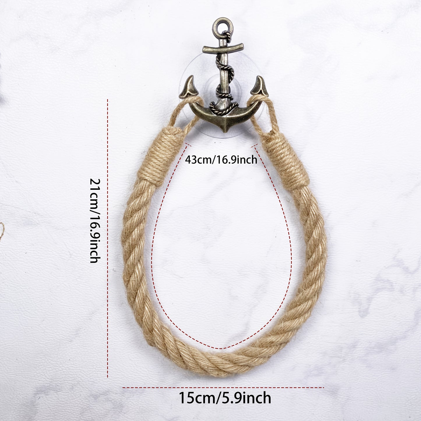 Nautical Anchor Jute Toilet Paper Holder – Rustic, No-Drill, Retro Bathroom Hardware