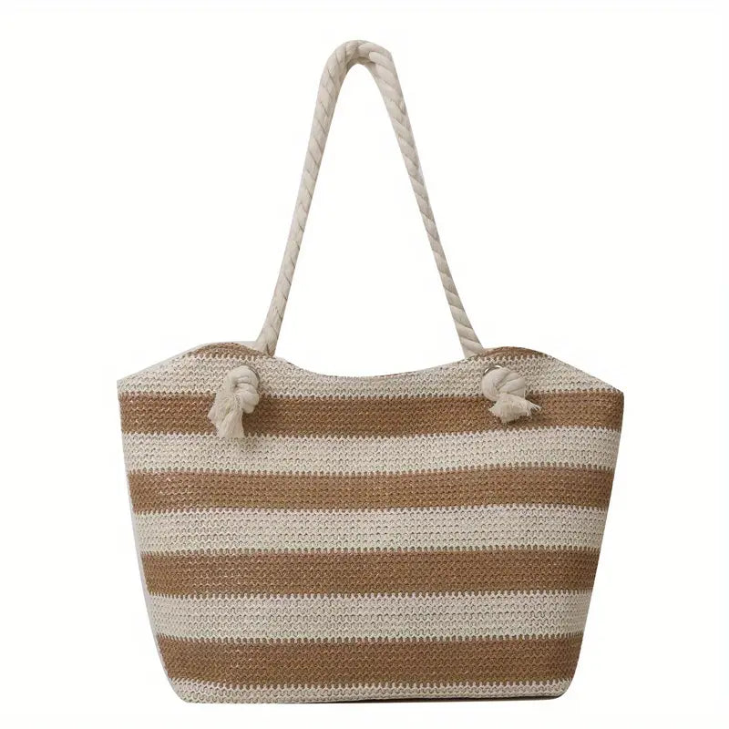 Casual Beige Stripe Handbag