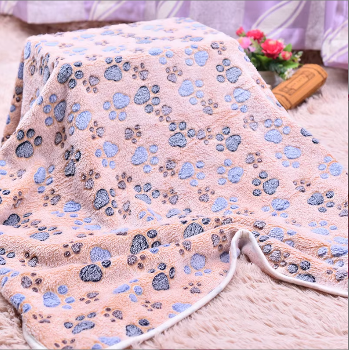 Paw Print Pet Blanket – White, Coffee, or Pink, 30x20x3"