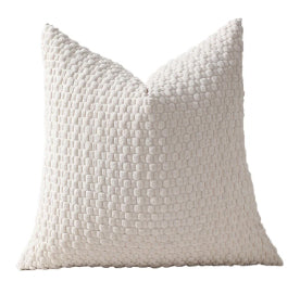 Artisanal 18x18 inch pillow covers in cream, mocha, camel, and beige featuring plush corduroy and chunky knit textures for coastal décor – Coastal Pillows Plus.