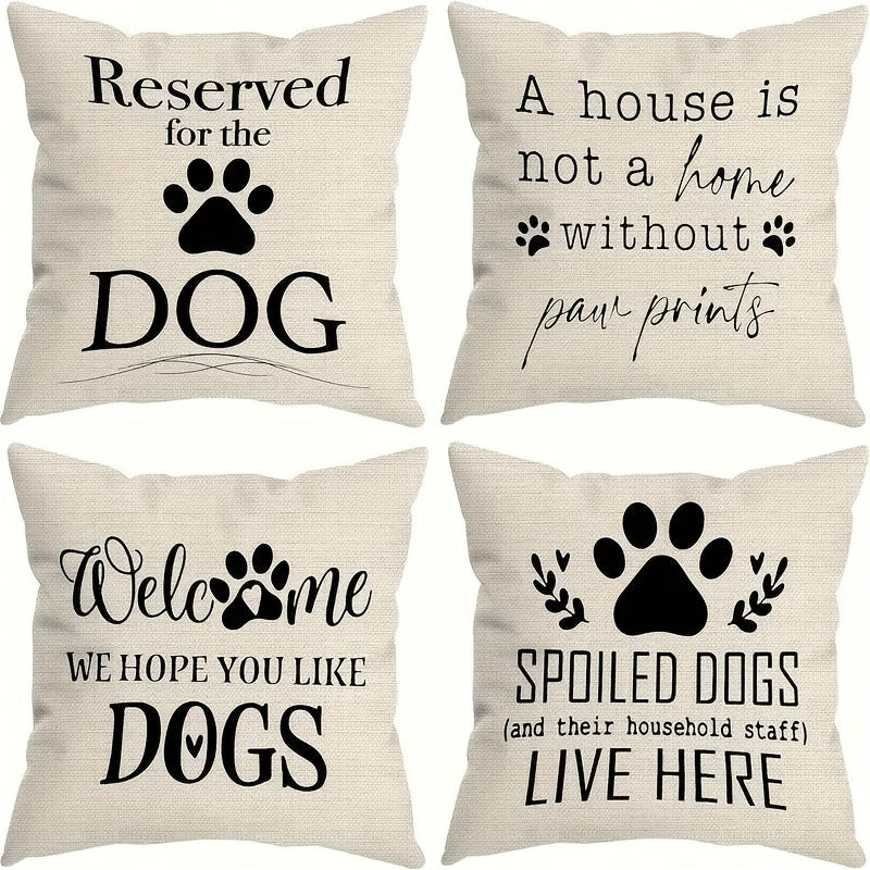 Whimsical Dog-Themed Pillow Covers with Linen Cushion Cases and Puppy Décor, 18x18" - Coastal Pillows Plus