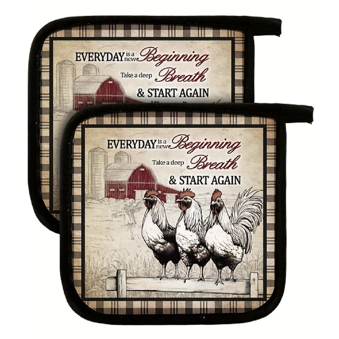 6 Sets of Vintage Rustic Pot Holders with Pockets – Heat-Resistant Kitchen Accessories