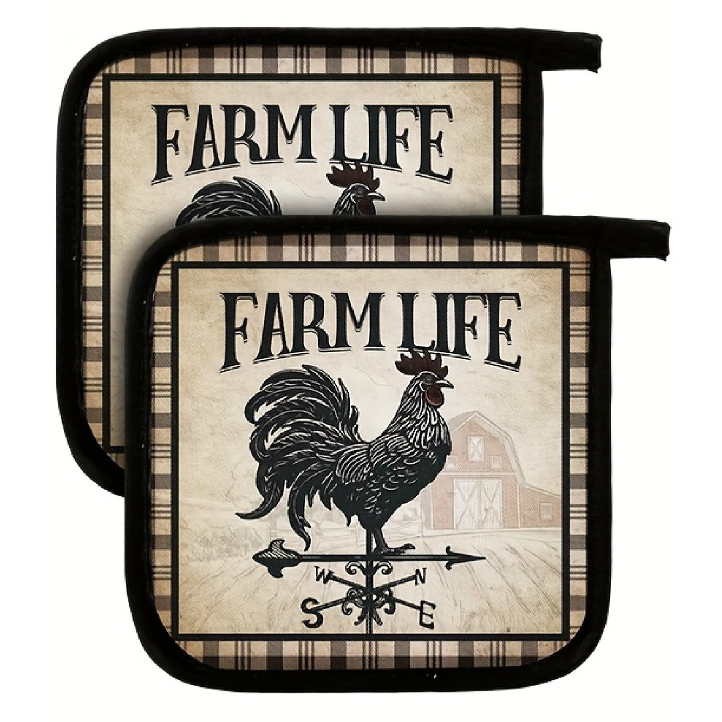 6 Sets of Vintage Rustic Pot Holders with Pockets – Heat-Resistant Kitchen Accessories