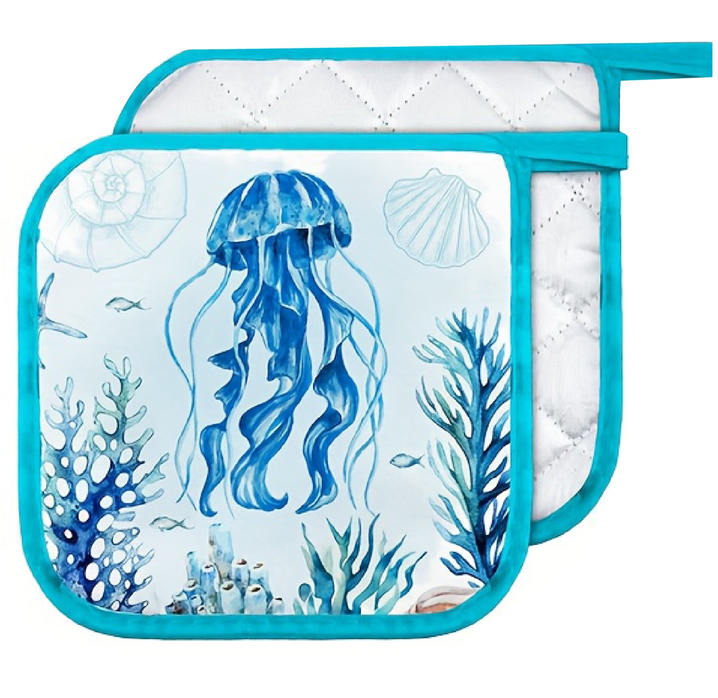 6 Sets of Marine Animal Pot Holders with Pockets – Heat-Resistant Kitchen Accessories