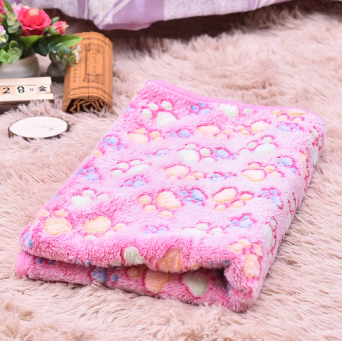 Paw Print Pet Blanket – White, Coffee, or Pink, 30x20x3"