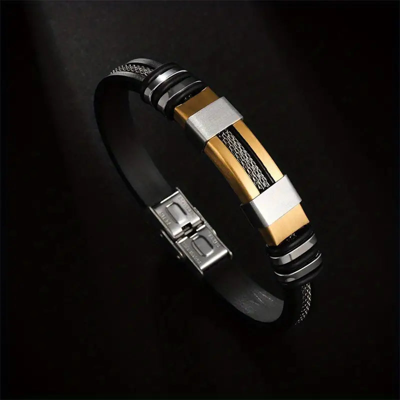 Silver and Gold Tone Stainless Steel Bracelet