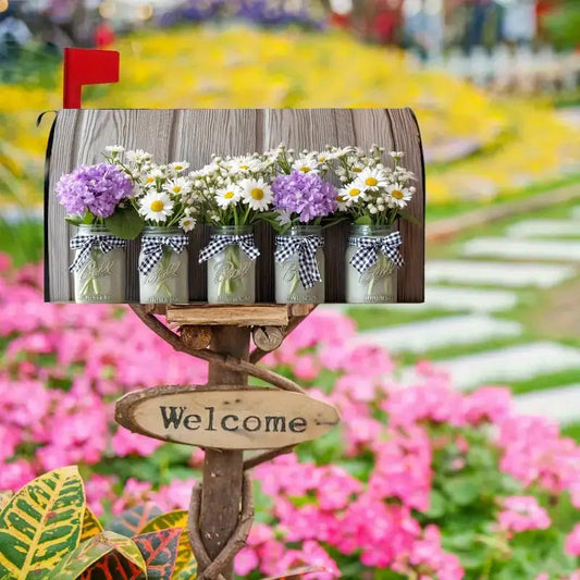 Blooming Floral Mailbox Cover for Spring - Adjustable Buckle Strap, Standard Size - Coastal Pillows Plus