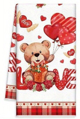 Charming 16x24 inch polyester kitchen towels featuring Valentine's Day gnomes, red trucks, and teddy bear designs for holiday décor – Coastal Pillows Plus.