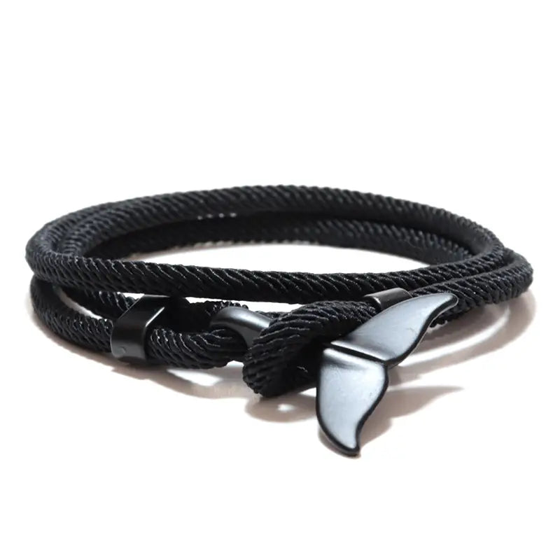 Whale Tail Black Bracelet