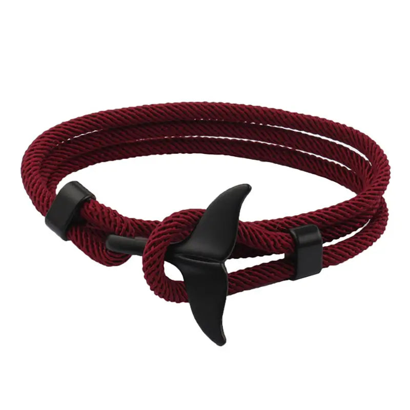 Whale Tail Burgundy Bracelet