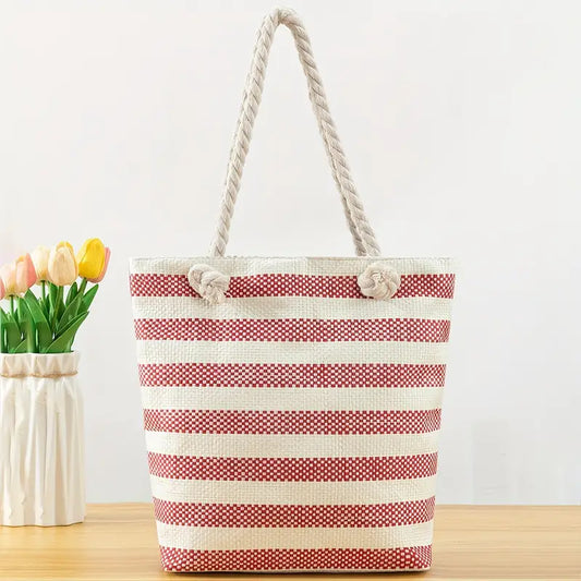 Red Striped Tote Bag