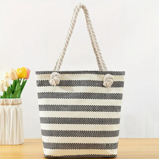 Monotone Striped Tote Bag