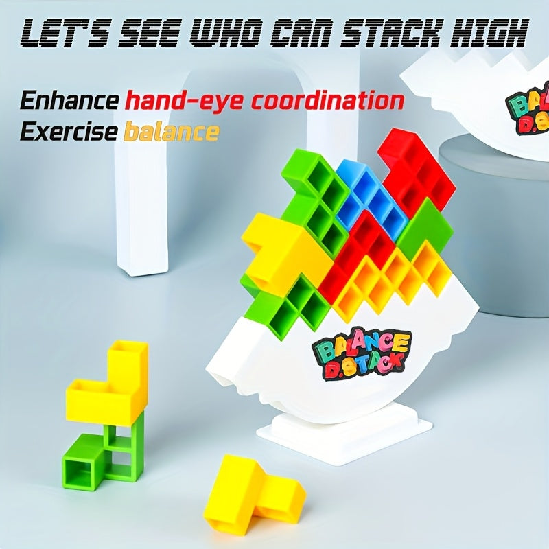Tetra-Inspired Balance Tower Game – 73-Piece Set, Desktop Puzzle & Family Fun, Ages 8+