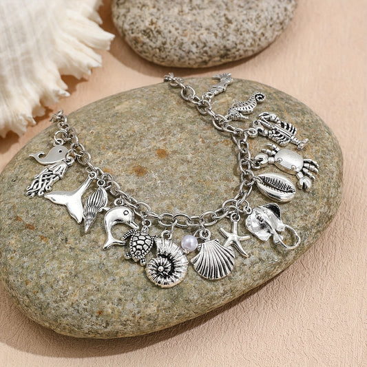 Multi-Charm Ocean Creature Bracelet – Whale, Dolphin, Turtle & More