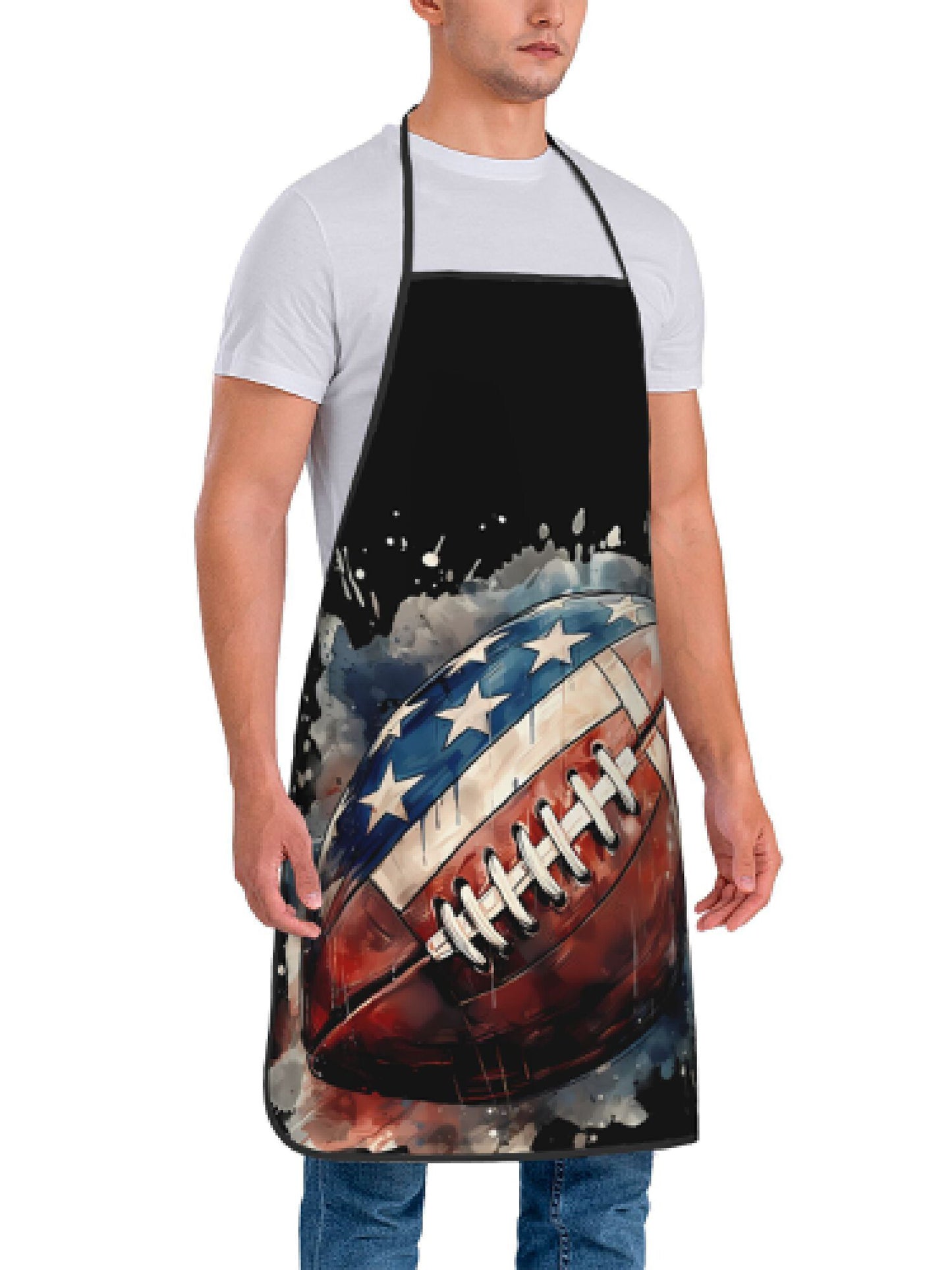 American Flag Football Watercolor Apron – Adjustable (20.4" x 28.3")