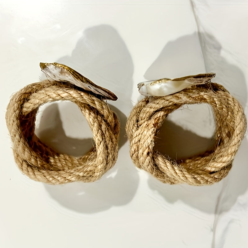 Organic Golden Oyster Wooden Napkin Rings – Coastal Table Decor, Set of 6