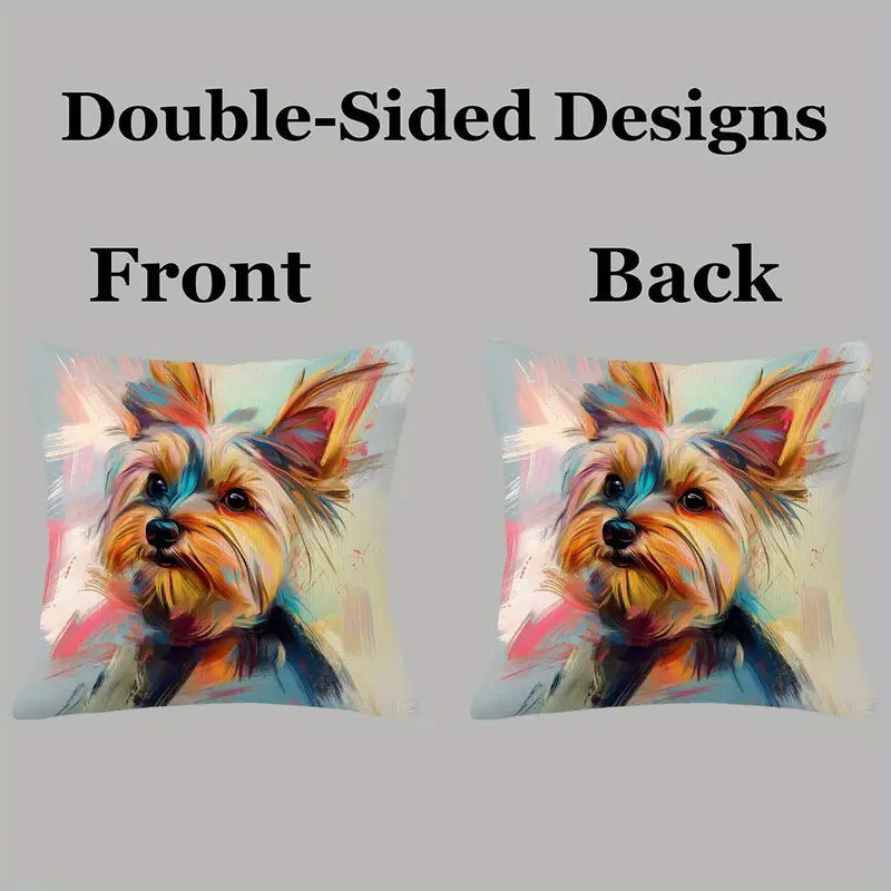Extra Large Yorkie Pillow Cover with Zipper Closure